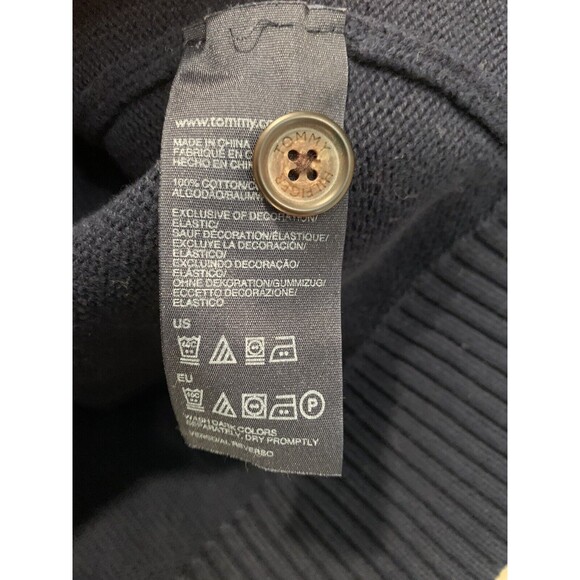 Tommy Hilfiger Men‎ Jumper Knit Casual Navy Blue Shawl Neck Heavy Cotton size XL - Picture 5 of 6